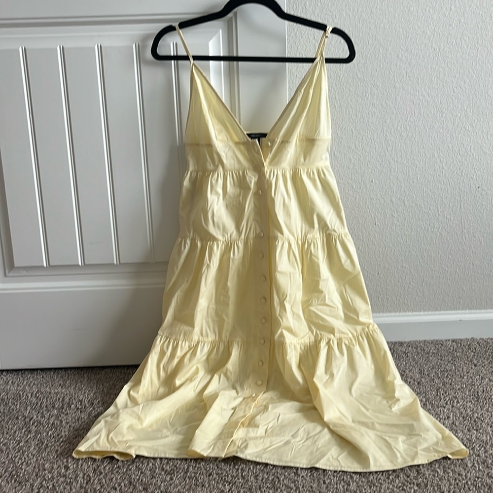 Forever 21 Yellow Strapless Midi Dress